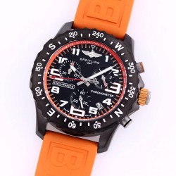 Professional Chronograph PVD Black Dial On Orange Strap Swiss Quartz