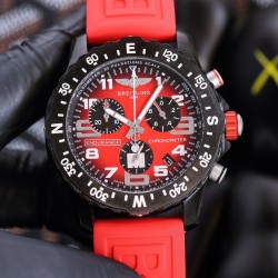 Professional Chronograph PVD Black Dial On Red Strap Swiss Quartz