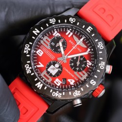 Professional Chronograph PVD Black Dial On Red Strap Swiss Quartz