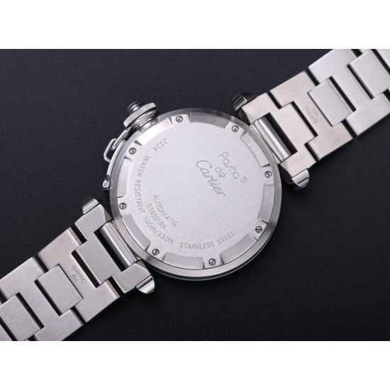 Cartier - Pasha Ladies W31074M7 35mm SS/SS Black/Num TWCF A2892