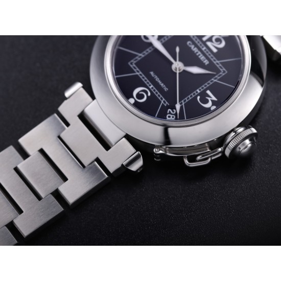 Cartier - Pasha Ladies W31074M7 35mm SS/SS Black/Num TWCF A2892