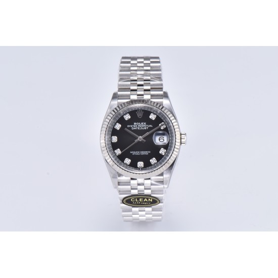 Datejust 126234 36mm Jub SS/SS Black/Mois Clean VR3235