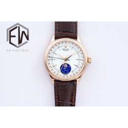 Rolex - Cellini 50535 Moonphase Brn RG/LE Wht EWF A3195 Mo