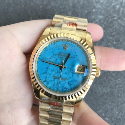 DayDate 36mm YG/YG Flt Pres Turquoise Dial RAF A2836
